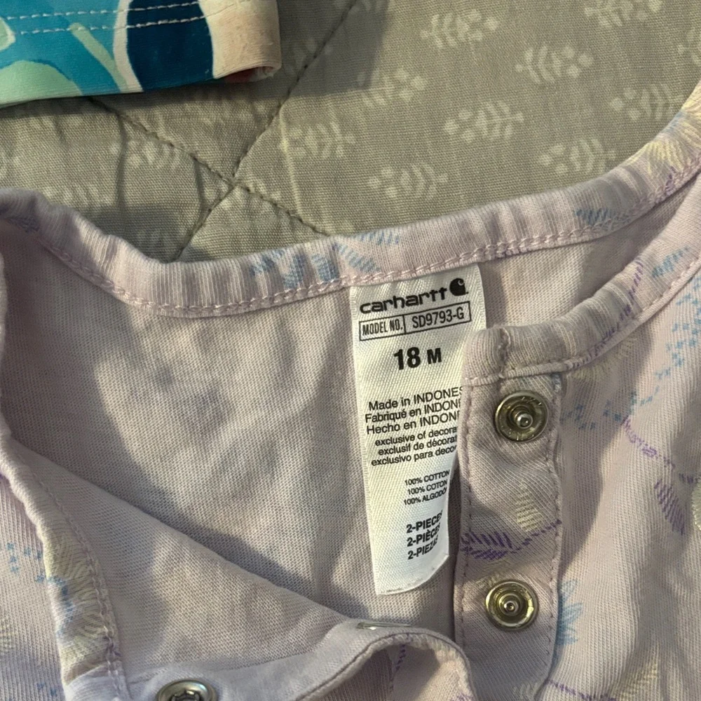 Carhartt Floral Lavender Top and Navy Diaper Cover Set